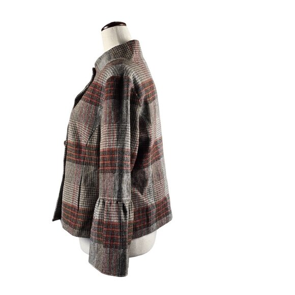 Live a Little Jacket Womens Medium Plaid Preppy Autumn Wardrobe Essential Blazer - Picture 16 of 16